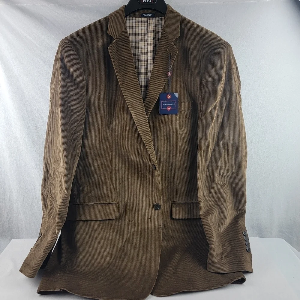 NWT Saddlebred brown‎ corduroy sportscoat Size 44L
